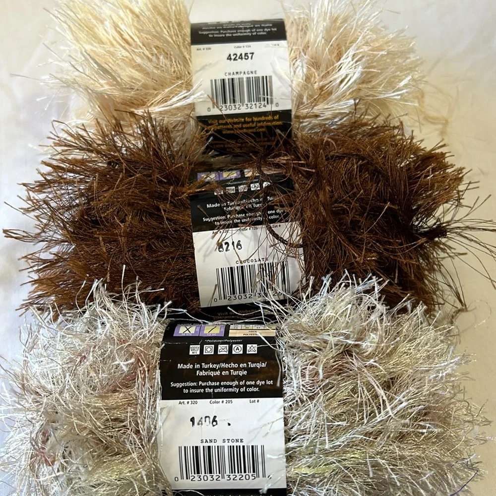 New Lion Brand Fun Fur and Fun Fur Prints Eyelash Yarn-3 Skeins
